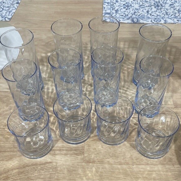 12 Pc. Ice Blue SwirlGlasses Possible Libby No MarkGranny Core VTG